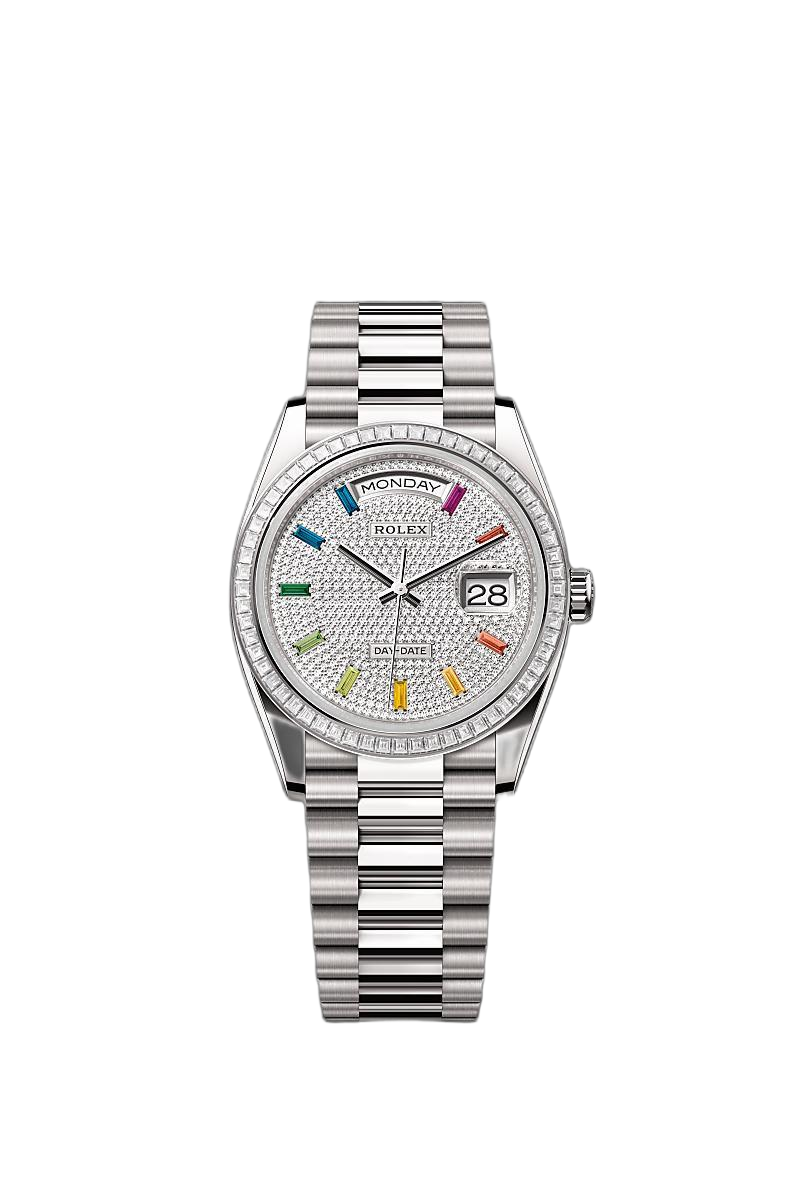 ヘッド　TOUR XT Rolex Day-Date 36 128399 Diamond-Paved Dial, 18 kt White